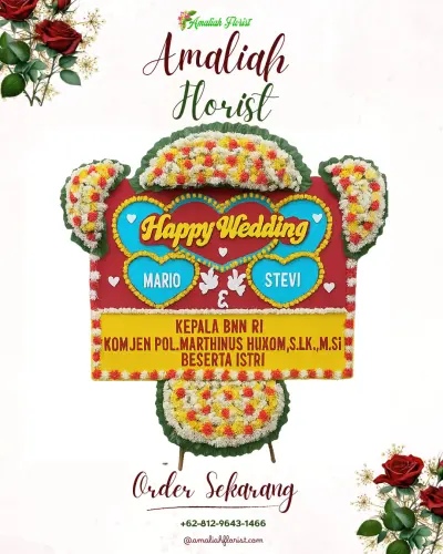 Karangan Papan Bunga Pernikahan di Kamal